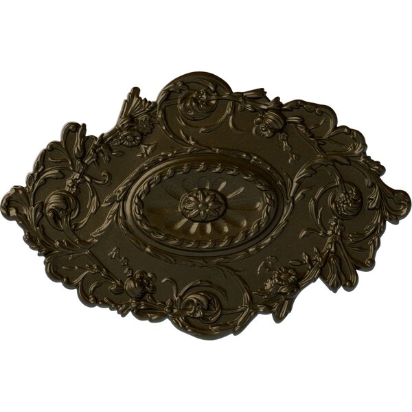 Ekena Millwork Strasbourg Ceiling Medallion, Hand-Painted Green Gold, 30 1/2"W x 20"H x 1 1/2"P CM30SGGGS - main